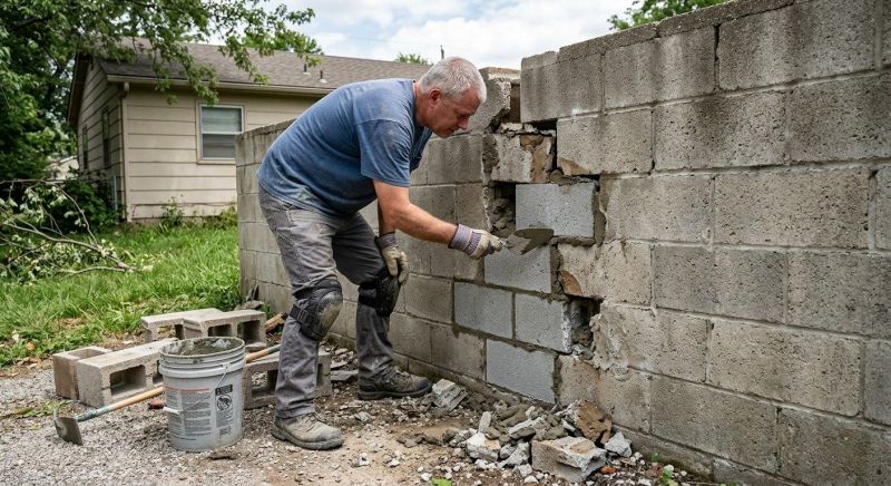Cinder Block Wall Repair in Union County, GA