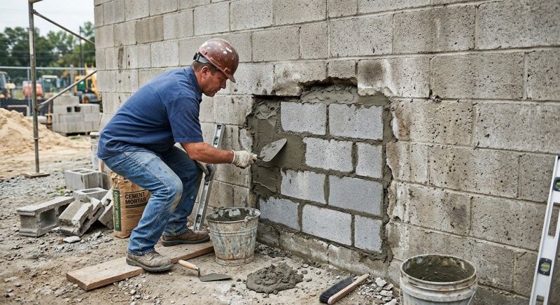 Cinder Block Wall Repair in White County, GA