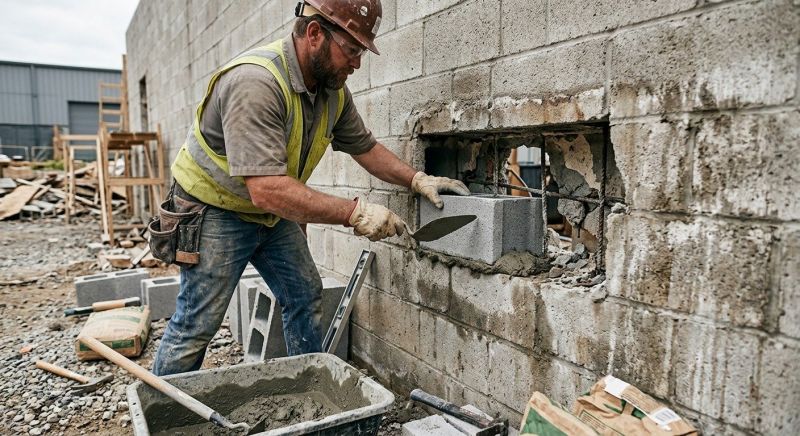 Cinder Block Wall Repair in White County, GA